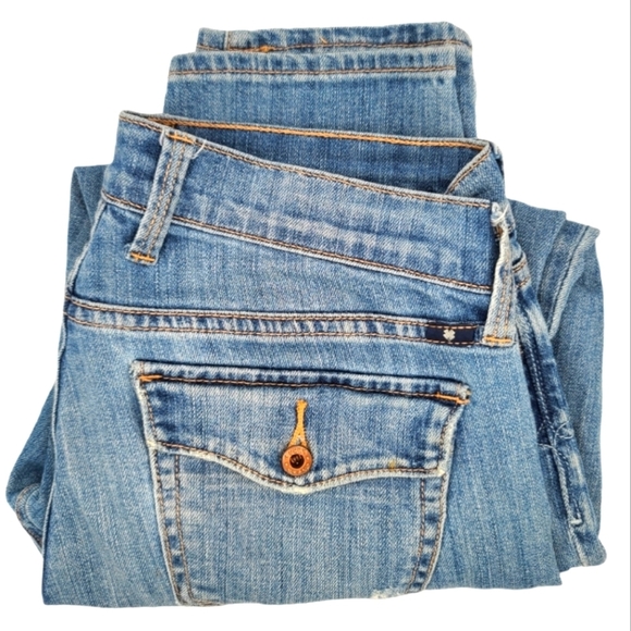 Lucky Brand SOFIA SKIMMER Low-Rise Crop 6/28x25 Blue Distressed - Picture 1 of 6